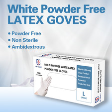 5mil White Latex Gloves, Disposable Powder-Free, Heavy Duty Food Safe Gloves