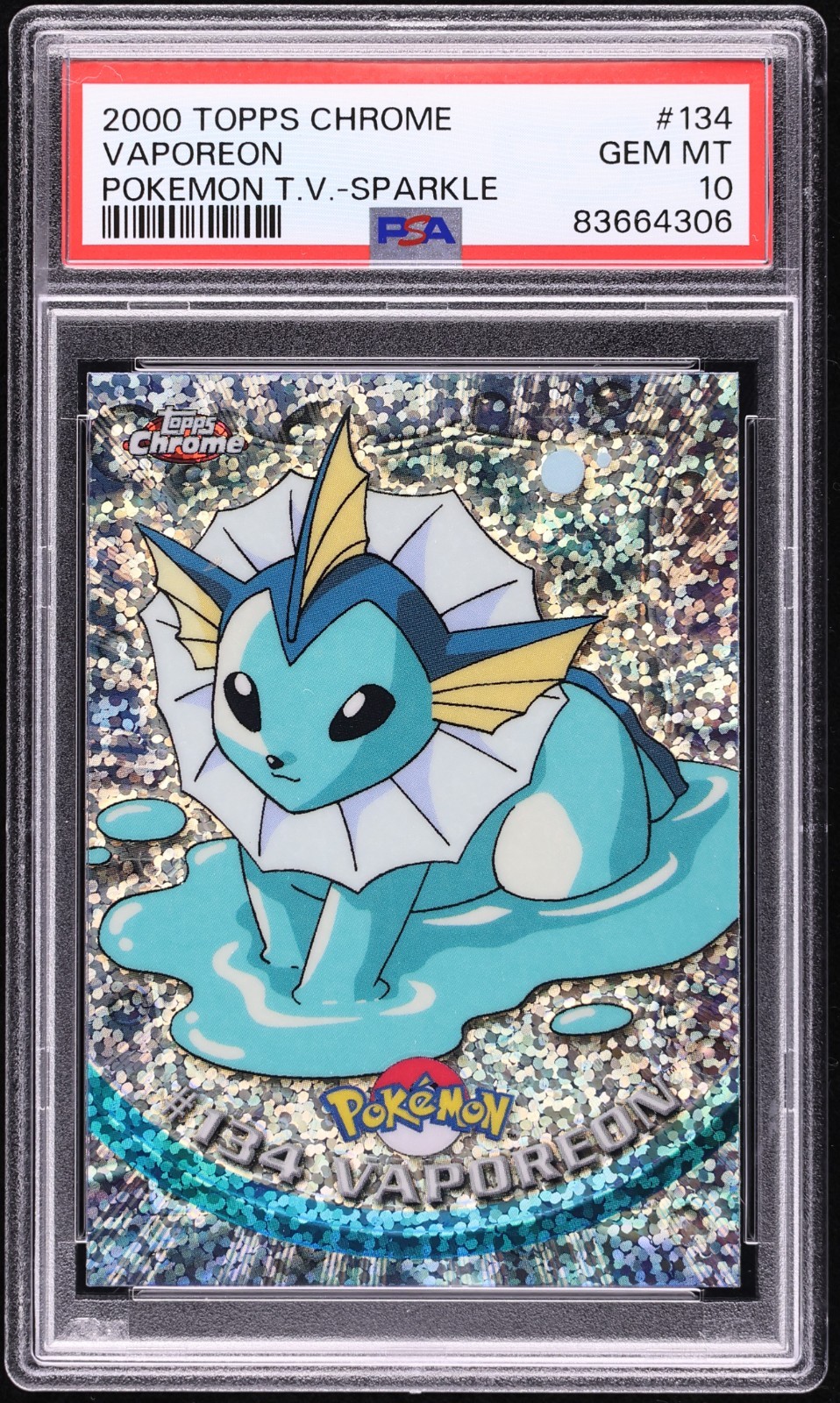 PSA 10 2000 Pokemon Topps Chrome Series 2 SPARKLE Vaporeon #134 GEM MINT *POP 7*