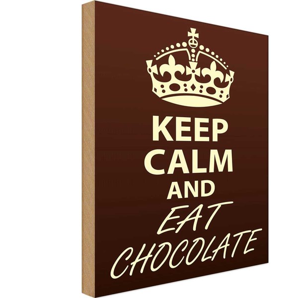 Holzschild 30X20 Cm Keep Calm And Eat Chocolate Deko Geschenk Holz Schild-image