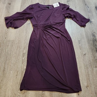 Connected Women's Purple Aubergine Side-Tab Sheath Dress Size 10 New With Tags