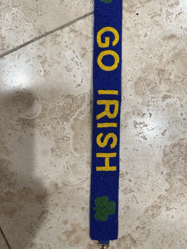 Fightin' ирландский 2» регулируемый сумочки ремень бисером синий и золотой новый с Ярлыками NCAA ND - Изображение 2 из 3