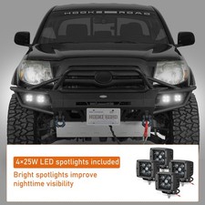 Steel Black Front Winch Bumper For 2005-2011 Toyota Tacoma Wskid Plate Lights