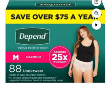 Medium Women's Depend Fresh Protection Maximun Underwear 88 count SWC