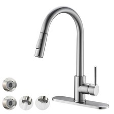Brushed Nickel,Stainless Steel Kitchen Faucet,High Arc,with Pull Down Sprayer...