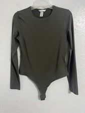 H M Olive Green Long Sleeve Bodysuit One Piece Women Size M Regular 182