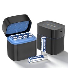 Rechargeable AA Batteries Lithium with Charger, 8-Pack 1.5V 3600mWh Long Last...