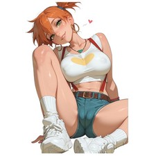 Misty Pokemon Anime Sticker - 6" Tall Waifu Weatherproof Vinyl Car Decal