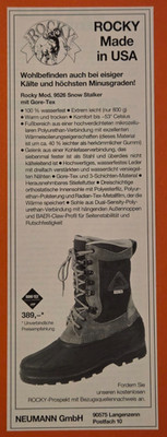 1. Neumann GmbH ROCKY USA Snow Stalker Gore-Tex Stiefel Werbeanzeige 1997