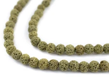 Lime Green Volcanic Lava Beads 6mm Round Gemstone 15 Inch Strand