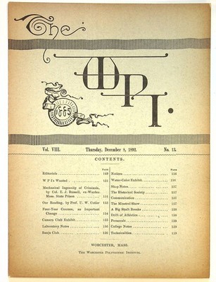 Worcester Polytechnic Institute Magazine Vol. 8 #13 FN 1892