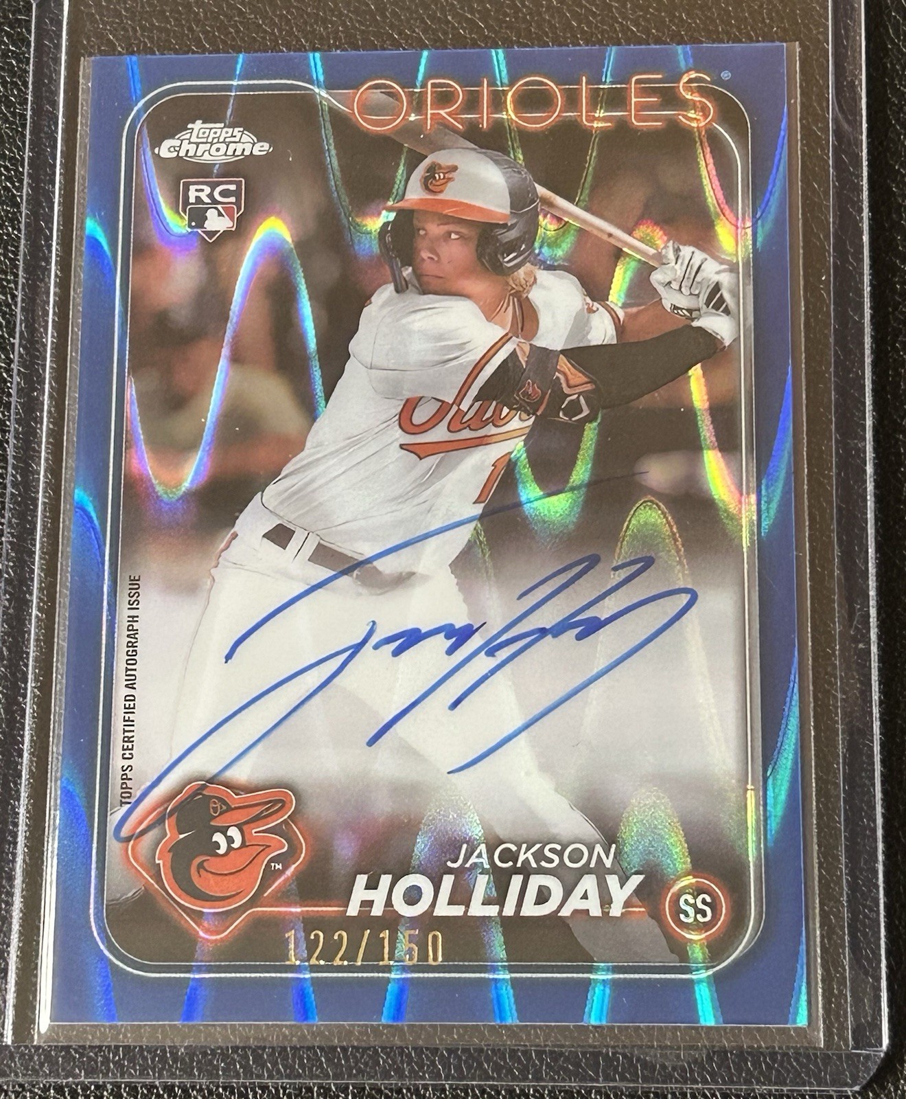 2024 Topps Chrome Jackson Holliday Blue RayWave Rookie Auto /150 #RA-JH Orioles
