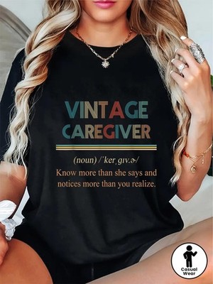 Plus Size Womens Funny Caregiver Definition T-Shirt - Vintage Knows More Than