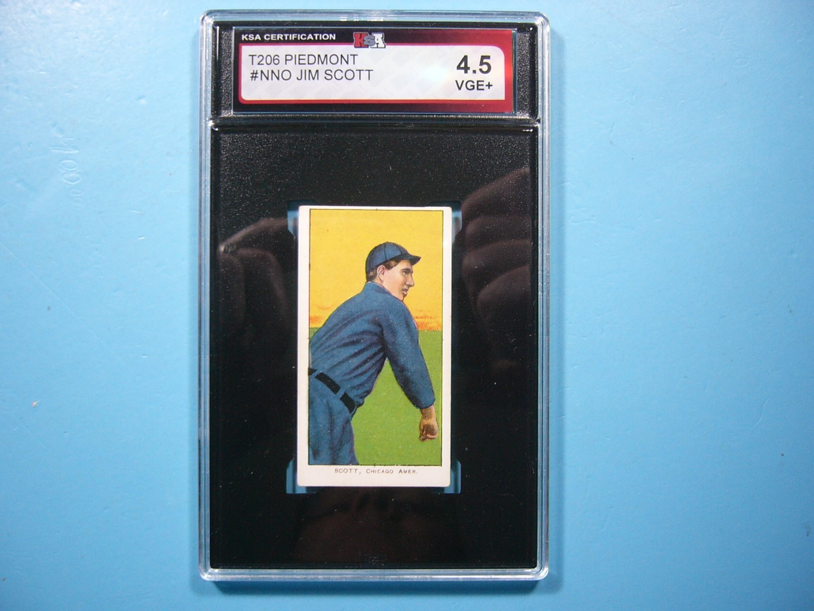 1909 T206 PIEDMONT BASEBALL CARD #NNO JIM SCOTT KSA 4.5 VG/EX+ 09/11 GL