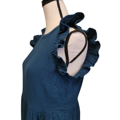 Universal Thread blaues Midikleid Damen Gr. S türkis Rüschen Stufen hauchdünn lang Boho - Bild 4 von 8