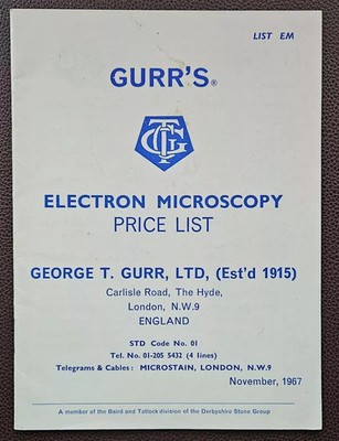 1967 Gurr's Electron Microscopy Price List George T. Gurr Ltd London