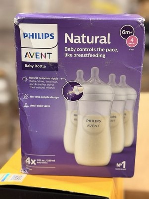 Philips Avent Baby Bottles Natural Response Nipples ( set of 4) 9oz - 3-6m (j)