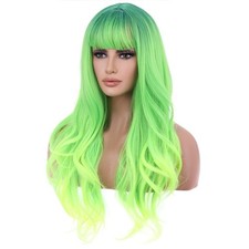 26" Neon Green Wavy Wig for Women Cosplay Halloween 139E577300