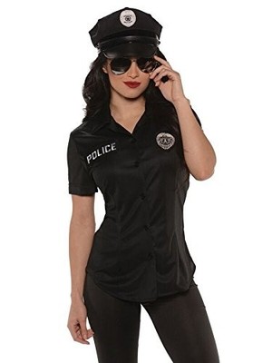 black police dress Production Quality Long Sleeve Police Uniform Costume, Navy / Small / Rent main image 1