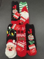 5 Pack Merry Brite Assorted Christmas Themed Comfy Socks. Size 4-10