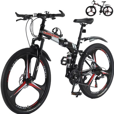 #ad #ad 26quot; Folding MTB Bicycle 24 Speed Dual Disc Brake for Men Women $171.99