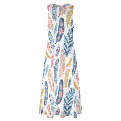Womens Plus Size Cotton Sleeveless Long Maxi Dress Casual Loose Sundress - Picture 10 of 38