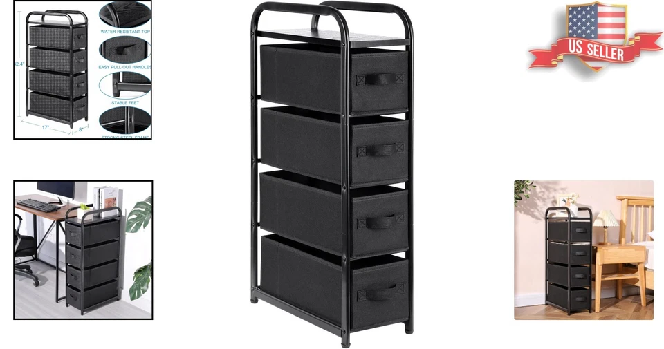 Mesita de noche organizadora de cofre torre de almacenamiento que ahorra espacio - cajones extraíbles Foto 2 de 4