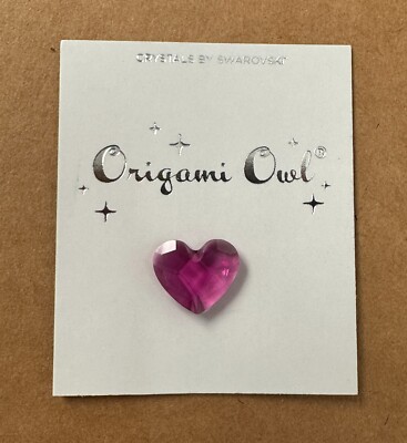 Origami Owl Swarovski Crystal Fuschia Heart Locket Figurine Charm CH8112  NEW
