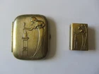 Cigarette case + match holder Art Nouveau young woman champagne champagne cooler