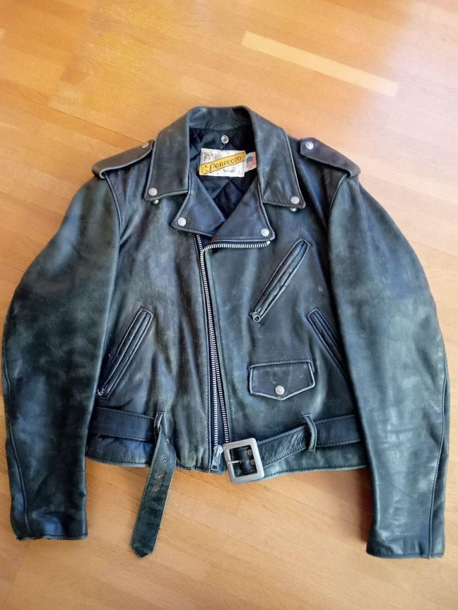 Schott NYC Perfecto 90s Leather Black Riders Jacket Size 38 Men