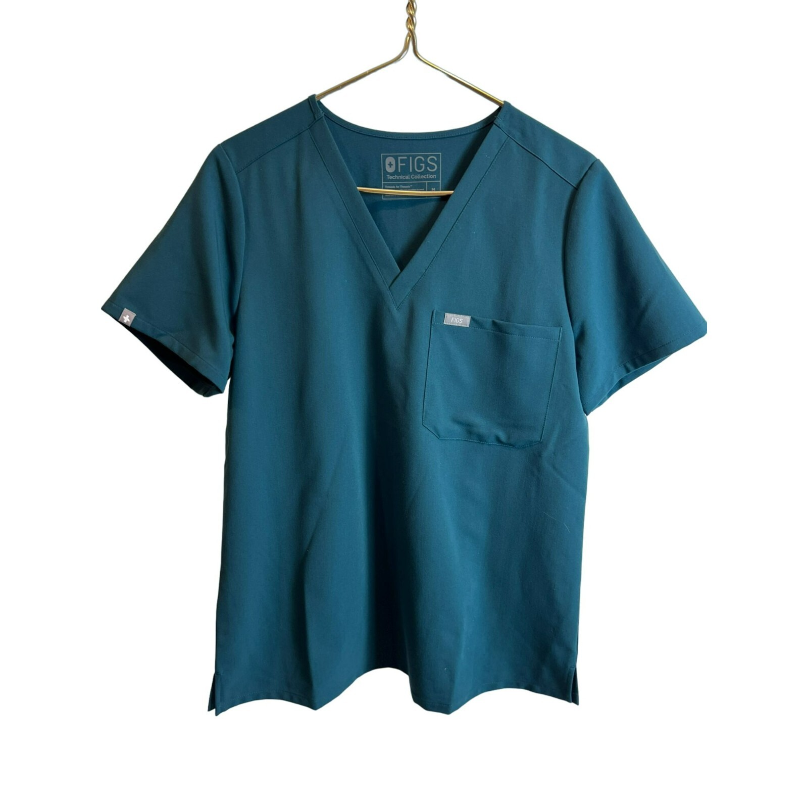 FIGS Technical Collection Scrub Top Chest Pocket Vented Workwear Teal
