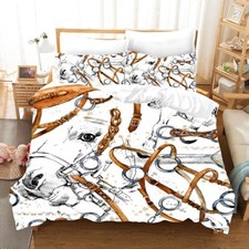 3D Horse Stirrups Bridle Brown Quilt Cover Set Duvet Cover Bedding Pillowcases