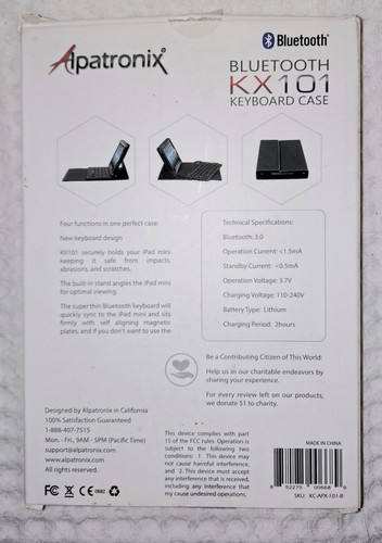 Bluetooth Tastatur Hülle für iPad Mini Alpatronix KX1014 Funktionen Super Dünn - Bild 3 von 3
