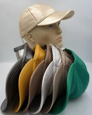 Metallic Adjustable 100% REAL LAMBSKIN LEATHER Baseball Cap Hat Visor 7 COLORS