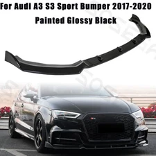 Glossy Black For Audi A3 S3 Sport Bumper 2017-2020 Front Bumper Lip Spoilers Kit
