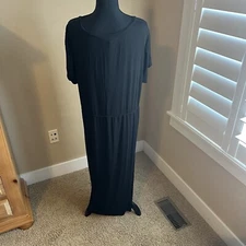 Melrose and Market Maxi Dress Black Sz 1X Travel Pool Coverup Coachella D4