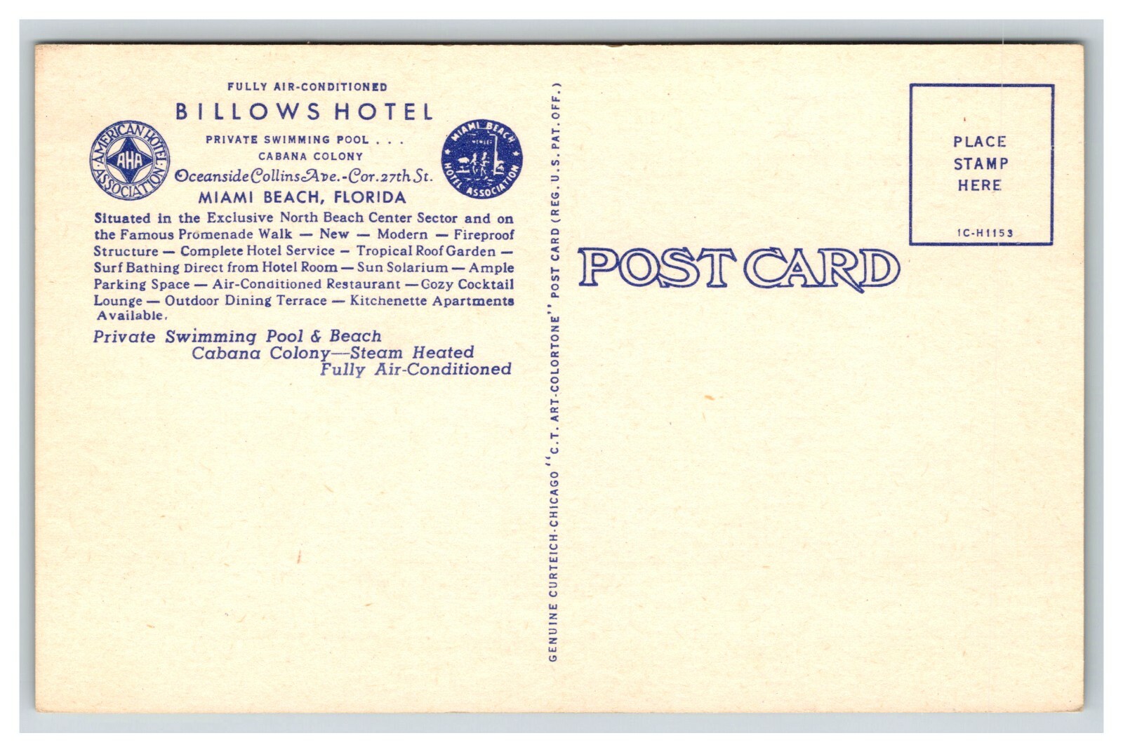 Billows Hotel, Miami Florida FL Postcard, 11709 eBay