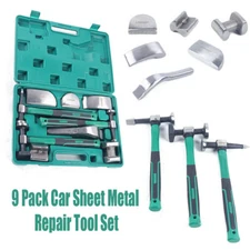 9pcs Set Hand Car Auto Body Work Hammer Fender Tool Dent Crowbar Repair Kit NEW
