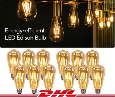 E27 LED Edison Glühbirne 4W Vintage Glühbirne Dimmbar LED Filament Birne Lampe.