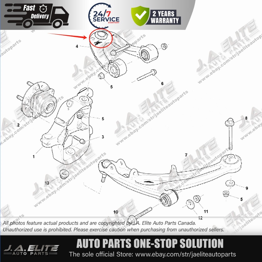Front Upper Control Arm Ball Join fits Aston Martin Rapide, AD43-3091-AA