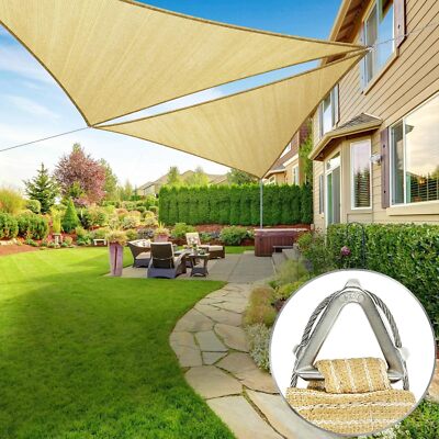 ColourTree Beige Pro Ring Custom Sun Shade Sail Canopy Cover for Patio,Triangle