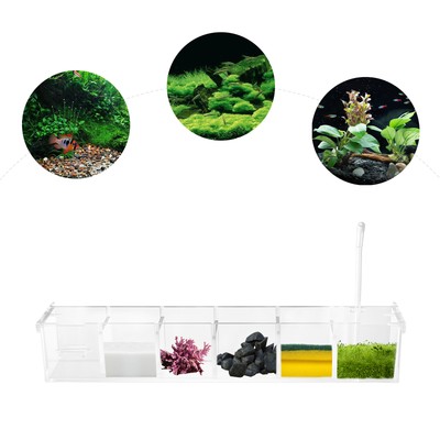 Acrylic 6 Grids Aquarium Fish Tank External Hang On Filter Box Without Pump