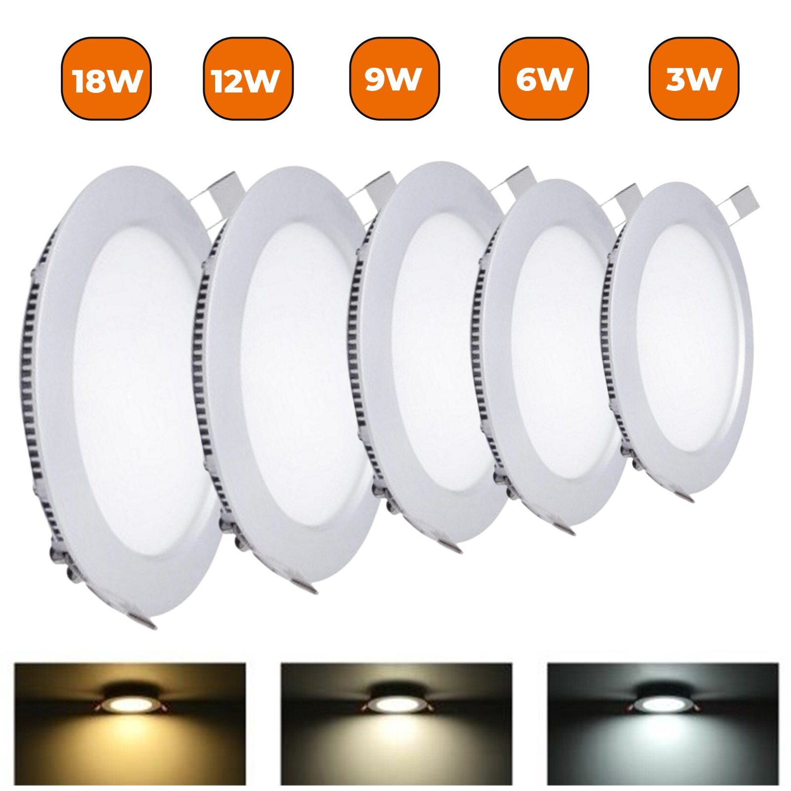 LED Panel Enyesado Foco Empotrado Lámpara de Techo Extra Fino Punto Luz Redondo