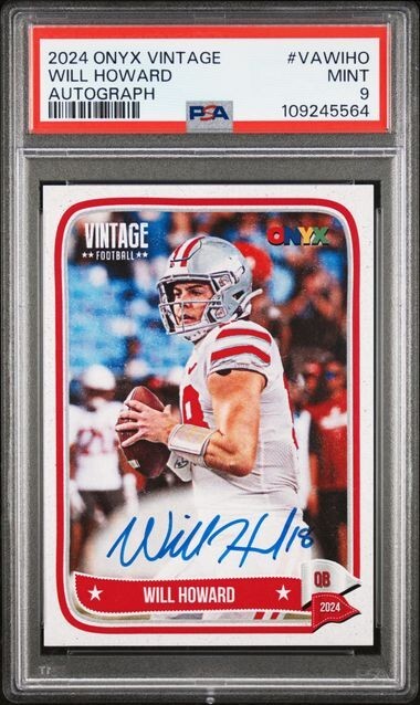 PSA 9 - 2024 Onyx Vintage Football WILL HOWARD On Card AUTO Steelers / Ohio St