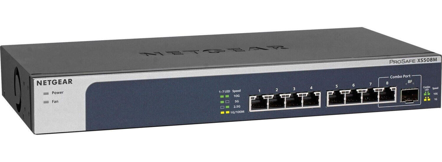 8-портовый 10-гигабитный неуправляемый коммутатор Netgear XS508M с 1 портом SFP+