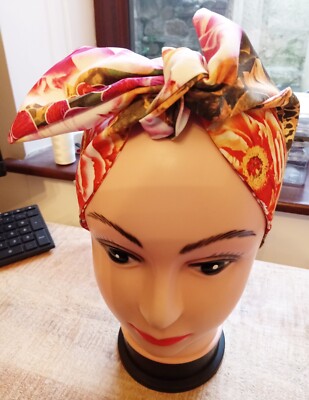 dress retro headscarves 1950s Retro Rockabilly Headscarf Handmade Vibrant Floral Print