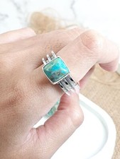 Sterling silver equestrian horsehair ring with Turquoise RG887871
