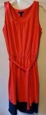 Tommy Hilfiger Red W/Black Band Sleeveless Pullon Stretch Dress w/Tie Belt sz M