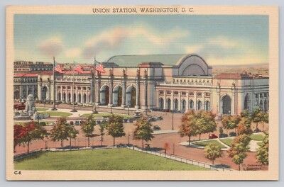 Vtg Post Card Union Station, Washington, D.C. H401