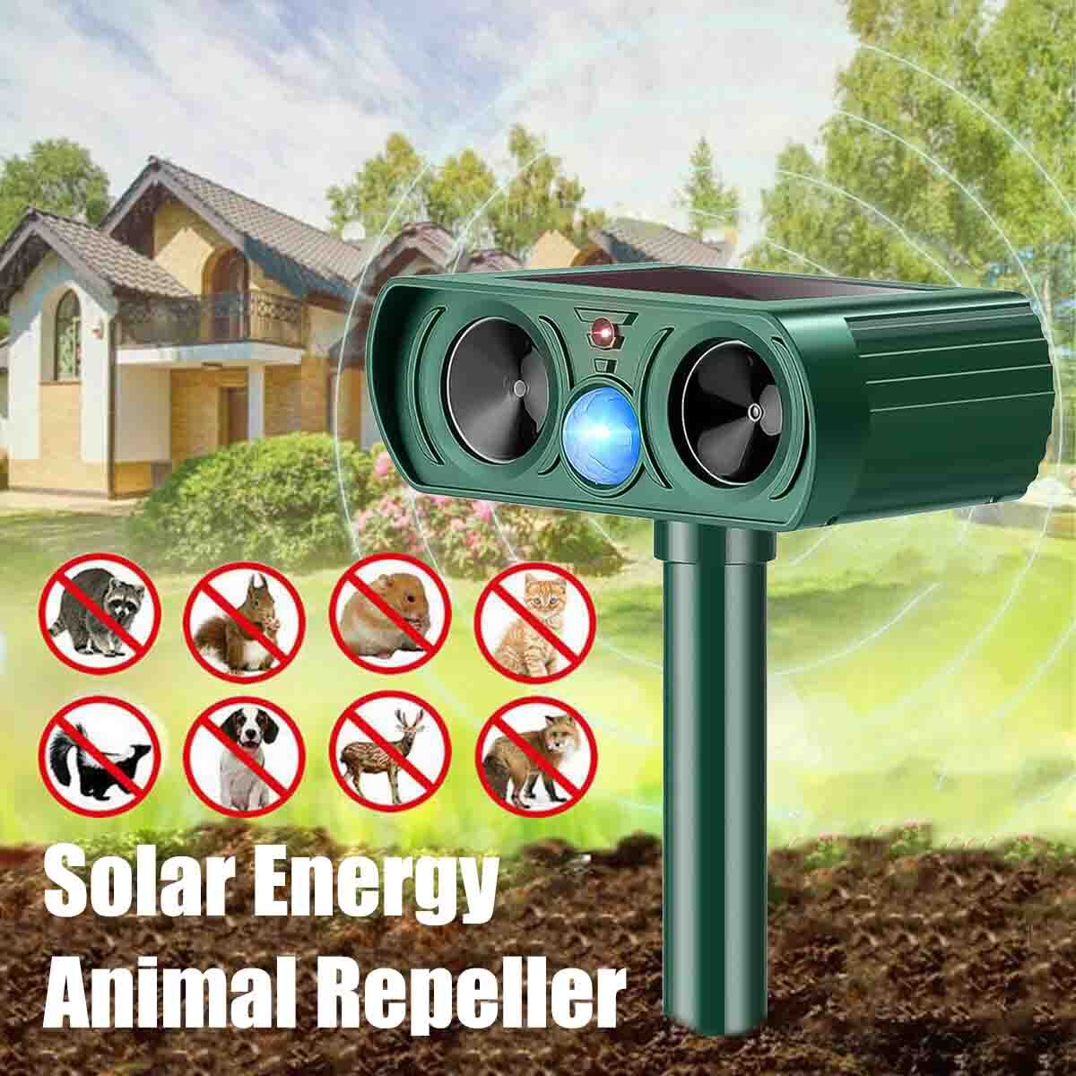 Ultrasonic Animal Repeller – Deters Dogs, Cats, Birds, Rodents – Outdoor Use, Green