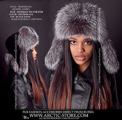 ARKTIKA® Russian Silver Fox Women's Men's Fur Hat Ushanka Trapper